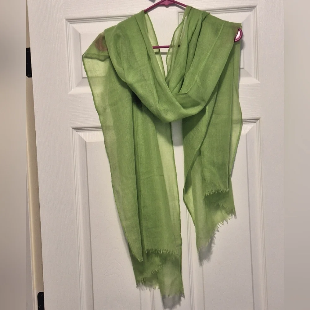 Green Silk/Linen/Cotton Scarf